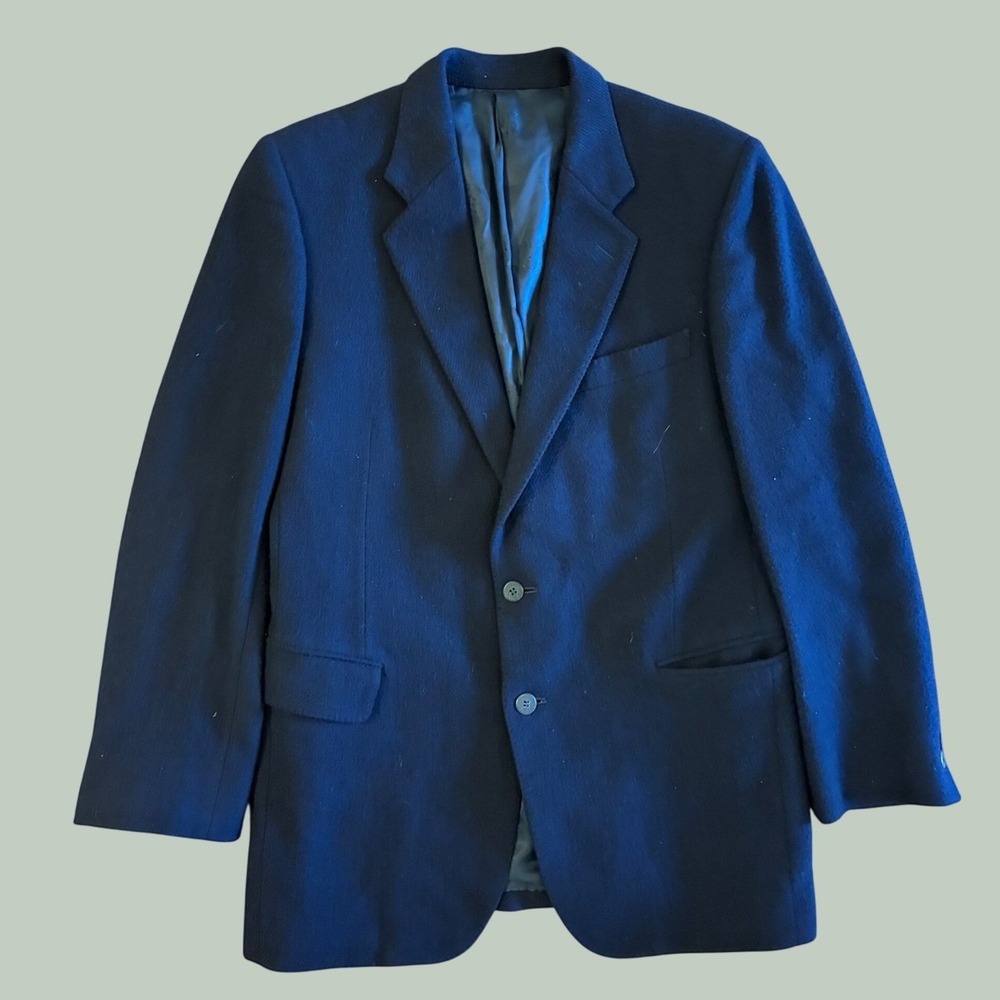 Roger Stuart Couture Collection Navy Blue 100% Cashmere Blazer Sport Coat 43R